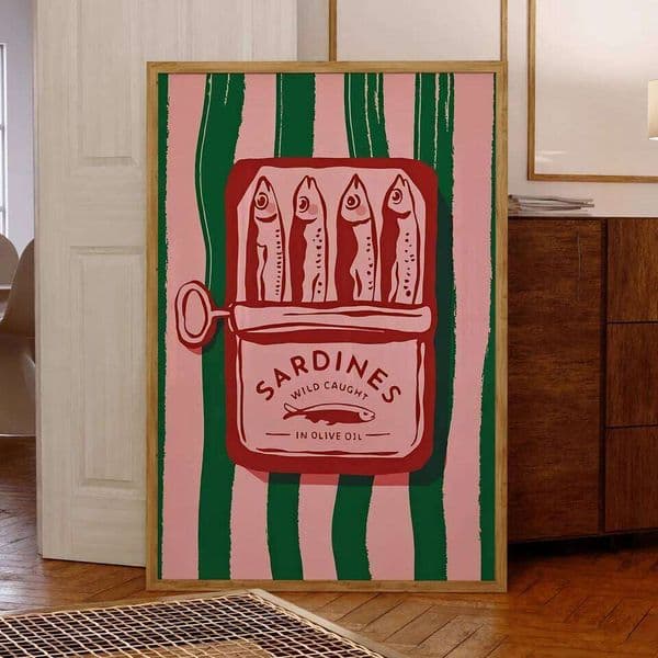 Vintage Cartoon Olive Oil Sardines Wall Art Prints Canvas Painting Poster Picture For Living BedRoom Home Decor 26Y0319