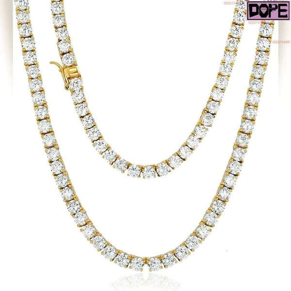 Wholesale 3-5Mm 18K Gold Plated Necklace VVS Iced Out Hiphop 925 Silver Moissanite Tennis Chain