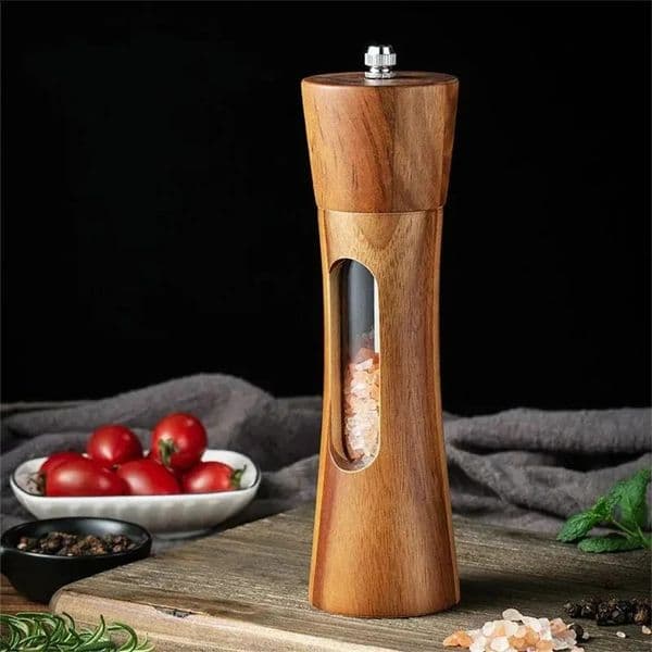12PCS Wooden Pepper Grinder Salt Pepper Mill Grinding Adjustable Spice Salt Grinder Kitchen Cooking Tools Kitchen Stuff 260318