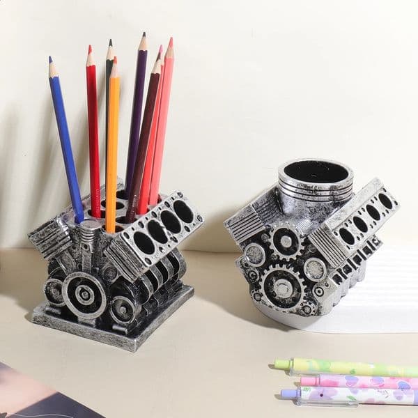 V8 Engine Pen HolderCreative Car Engine Organizer Stationery Storage Pencil caseOffice Desktop decorationGift for Men 260317