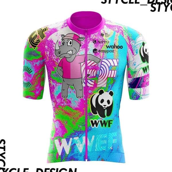 EF Tour De France Team Short-Sleeve Cycling Jersey, Summer Lightweight Road Mountain Bike Slim-Fit Breathable Quick-Dry