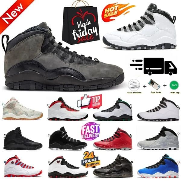 Designer 10 10s basketball shoes sneakers Hydrangeas Shadow Steel Black White Bulls Over Broadway Cement Chicago Double Nickel men women outdoor trainers