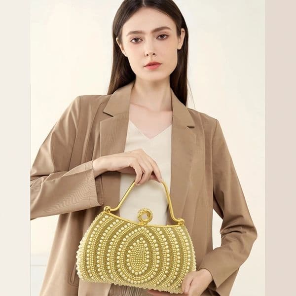 2026 new European and American pearl decoration evening handbag fashion handbag party bag handbag shoulder bag crossbody bag