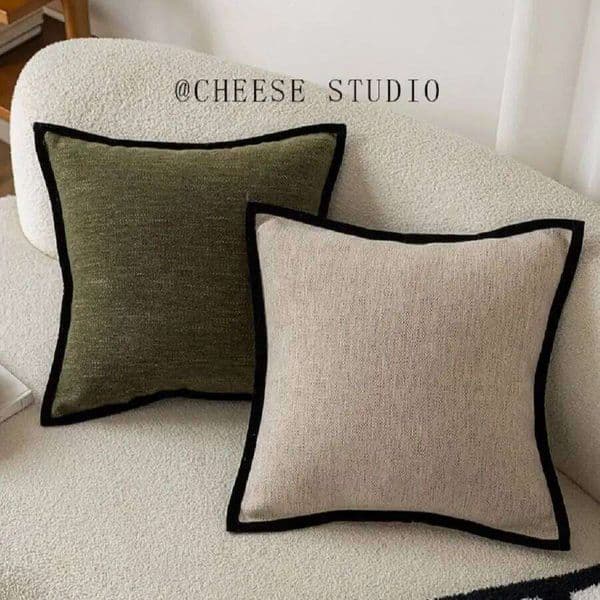 Pillow Case French Medieval Pillowcasecase Black Border Retro Green Cushion American Style Living Room Sofa Decor Waist Pillowcase Cover 26Y0319