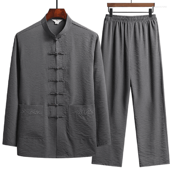Ethnic Clothing 2026 Chinese Tradition Set Men's High Quality Long Sleeve Pajamas Tai Chi Martial Arts Tang Suits Size M-4XL