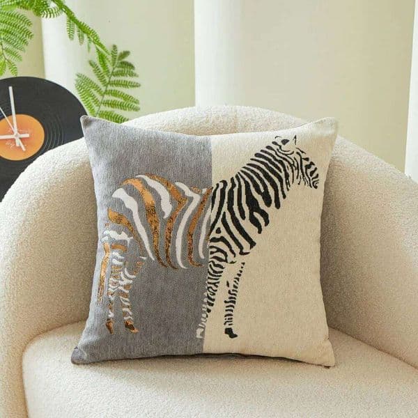 Pillow Case Luxury-Style Printed Zebra Two-Color Throw Pillowcase 18x18 Inch 1 Pc, Soft Washable Invisible Zipper Skin-friendly for Living Room 26Y0319
