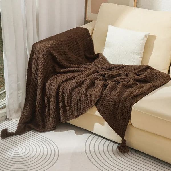 Nordic Tassel Knitted Blanket Solid Fringe Blanket For Bed Travel Sofa Shawl Throw Large Size Soft And Cozy Blanket Home Decor 260318