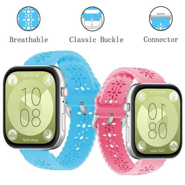 Smart Watch Hollow Plum Blossom Soft Breathable Silicone Bracelet for Fit 3 Strap Accessories 26L0319