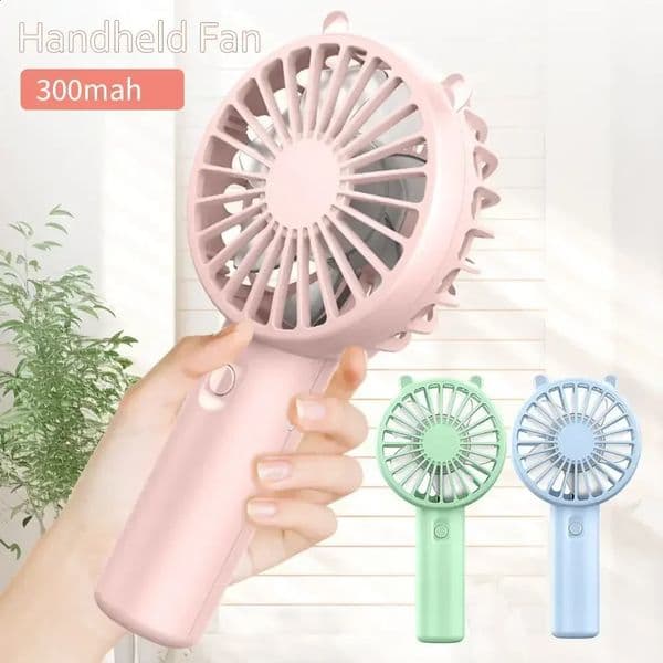 USB Handheld Mini Fan USB Rechargeable Cooling Fans Cute Portable Night Light Summer Small Pocket Fan Cartoon Mute Fans 260317BJ