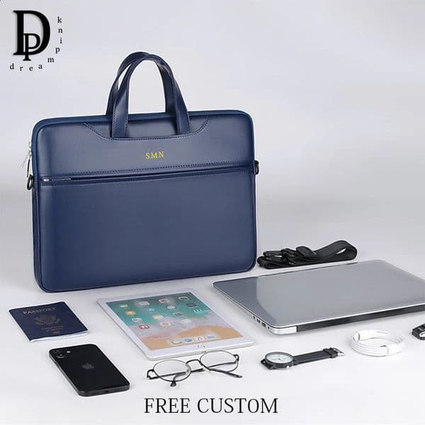Business Briefcase For Man PU Leather Large Capacity Ofiice Laptop Bag Fashion Custom Name Tote Bag Woman Handbag 260316