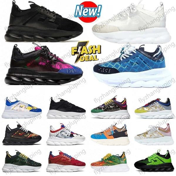 Free Shipping Designer Chain Reaction sneakers shoes for mens womens Chains black red men women trainers green scarpe gold Plate-forme casual luxury size 36-45
