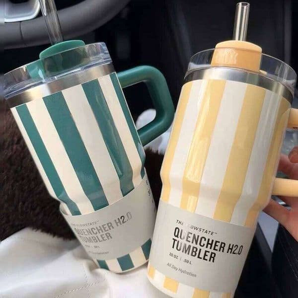 20oz Water Bottle With Handle and Straw Drinkware Hot Cold Stainless Steel Thermos Portable Car Coffee Cups Thermal Mug 26H0320