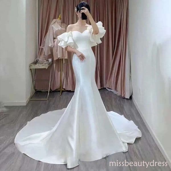 Beach Boho Mermaid Dresses S Stain Sweep Train Plus Size Wedding Dress Gowns De Novia Brautkleider Custom Made Bridal Vestido 403 ZD10
