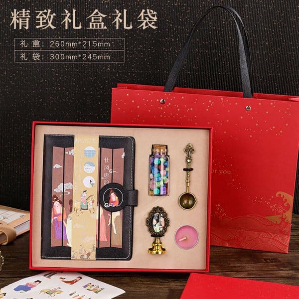 Bestseller Tang-style buckle with illustrated pages, ancient-style notebook gift set, perfect back-to-school gifts for classmates and teachers ddmytues