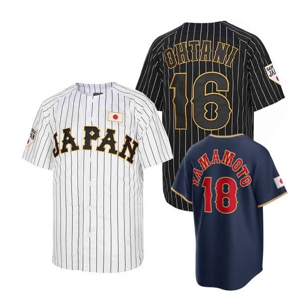 Baseball jersey Japan 16 OHTANI Sewing embroidery cheap High-quality Outdoor sportswear WHITE Black stripe SAMURAI