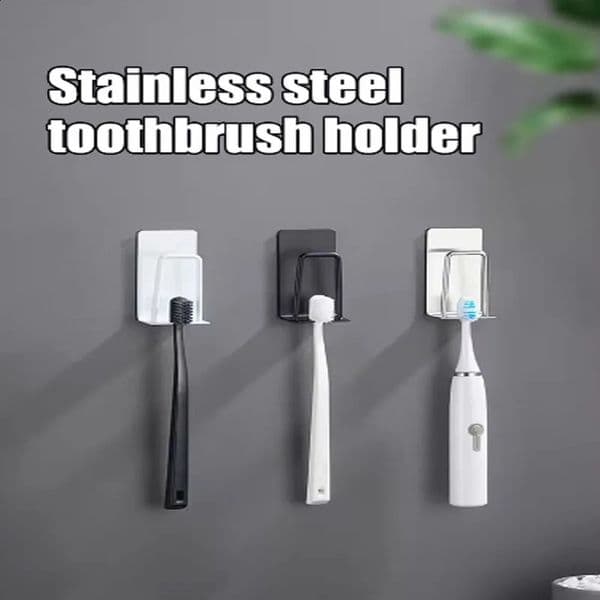 1 Piece Stainless Steel Toothbrush Wash Cup Holder Home Perforation-Free Wall-Mounted Bathroom Storage Rack Shelf 260319