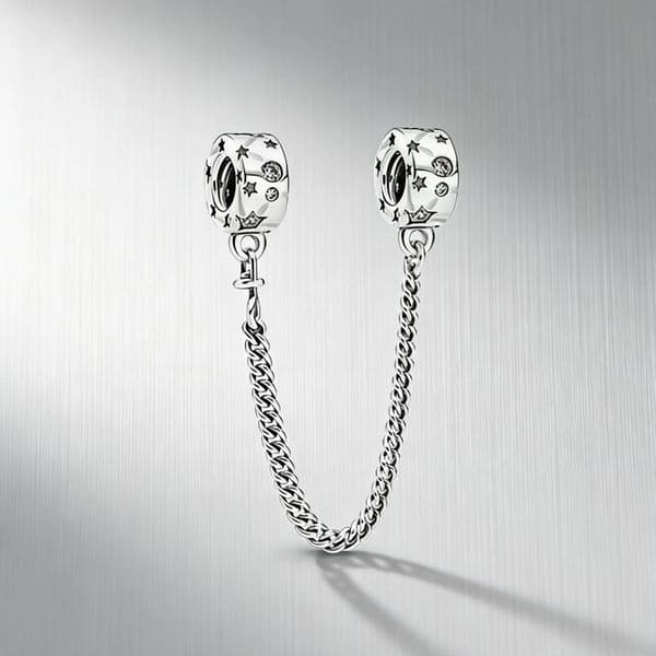 European 925 Sterling Silver Safety Chain Women For PAN Design Fits 3mm Snake Chain Bracelets Charms Birthday Christmas Gift DIY Making Jewelry B056