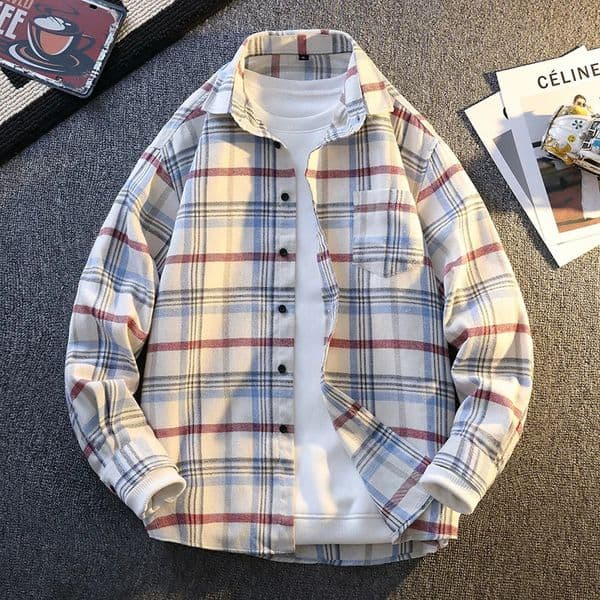 Highquality mens stylish banquet and shopping shirts autumn outerwear casual and fashionable checked student shirts 260320