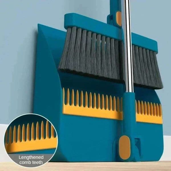 Foldable Broom and Dustpan Set, Compact Wall Mountable with Extra Stiff Bristles for Easy Storage & Cleaning 26H0320