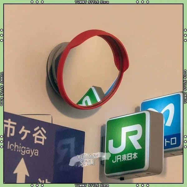 Convex Corner Mirror Refrigerator Magnet Curve Mirror Magnetic Sticker Mini Light Box Road Sign Pegboard Magnetic Decoration S26319