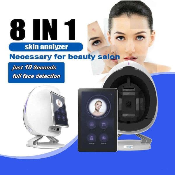 Intelligent System 36 Million Pixels HD Beauty Health Analysis Composition Scanning Wrinkle Acne Irregularities 3D Display 8 Spectrum Light Skin Analyzer