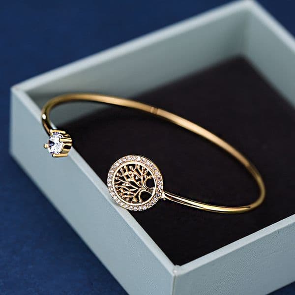Best-Selling Simple and Fashionable Tree of Life Bracelet, Luxurious Zirconia Gold-Plated High-End Bracelet