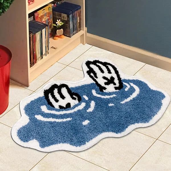 VIKAMA Puddle Handprint Fun Carpet Creative Home Absorbent Non-Slip Floor Mat Entryway Bathroom Living Room Ins Style Home Decor 260319