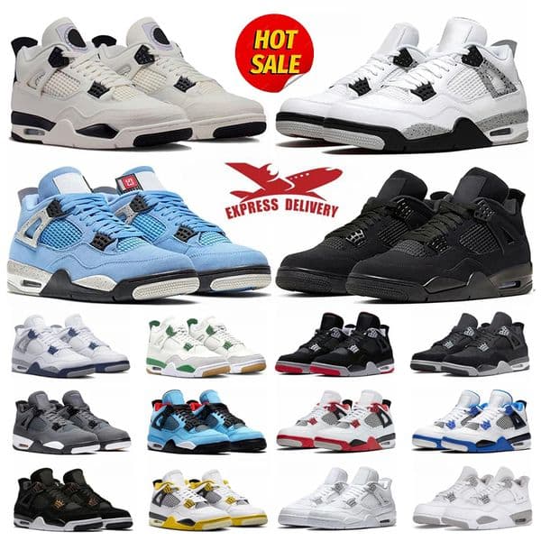 New Black Cat 4s Basketball shoes 4 Mens shoes Women j4 Sneakers Leather rubber Military Blue White Cement Bred Outdoors Sports Trainers