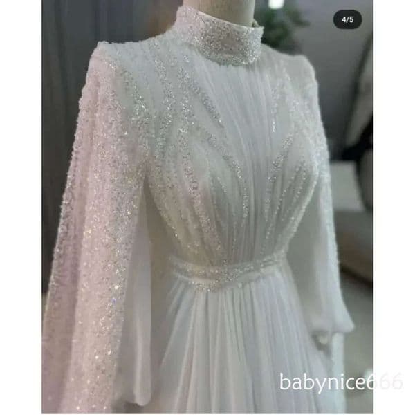 Luxury Sequin Lace Dresses with shawl Sheer Crew Dubai Arabic Princess Wedding Gowns customized D31