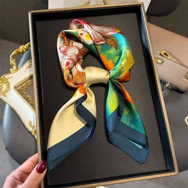 Women's Imitation Scarf - Small Square Pastoral Neck Protection Headscarf | Soft Elegant Color, Viscose And, Hand Washable Liuyuemoshang