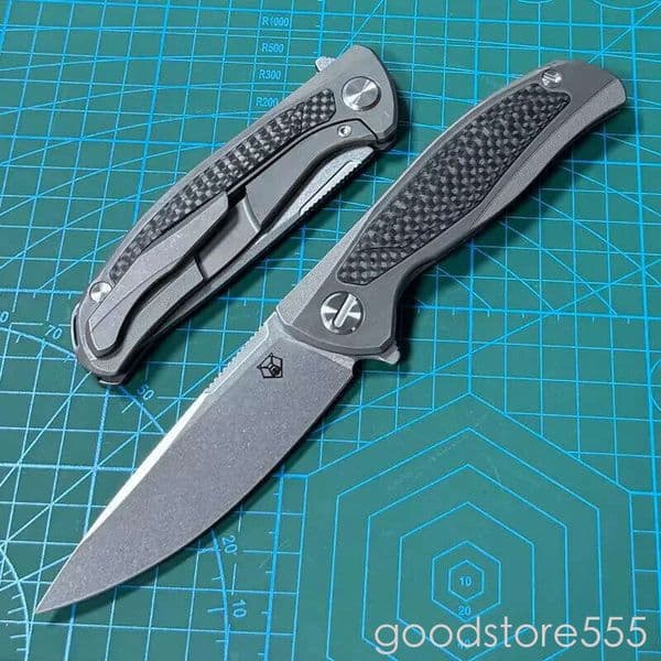 Shirogorov F95 Flipper fixed blade knife couteau Folding pocket knife Knife 3.74 M390 Point Blade, TC4+Carbon Fiber Handles