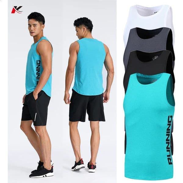 Men Running Tank Top Sleeveless Shirt Polyester Mesh Material Quick Dry Breathable Workout Fitness Gym Basketball Tee WM1605 260320