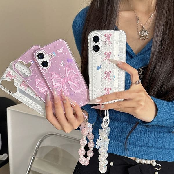 Lace Bow Phone Case For Iphone 17 16 15 14 13 Pro Max Plus 16Pro Charm 16Promax Phone Case 14Promax Luxury 15Promax Cover 17Promax Creative 13Promax 17Pro 15Pro Shell