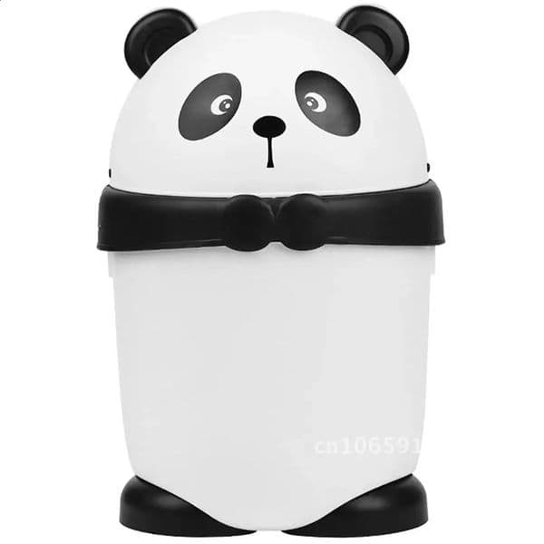 Panda Trash Can Bathroom With Lid Garbage Plastic Room Bin for Tin Small Office Car 260318