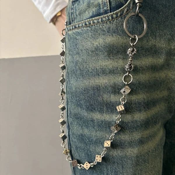 Vintage Punk Dice Pants Waist Chain Men Cool Jeans Chain Keychain Wallet Chain Gothic Biker Fashion Accessories 260304