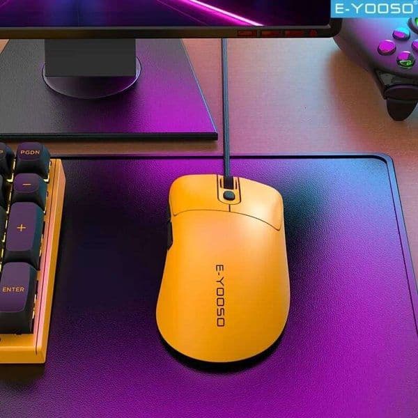E-YOOSO USB Wired Gaming Mouse with 6 Buttons, Macro Editing Support, Optical Gamer Mice Ergonomic for Computer Laptop PC 26L0320