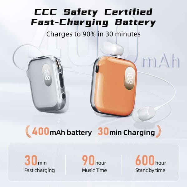 Cross-Border Clip-On Telescopic Cord Bluetooth Earphone Single Ear In-Ear Business Call Announcement Ultra-Long Battery Life