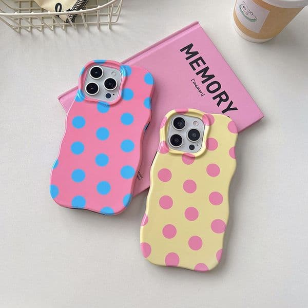 Wave Bezel Phone Case For Iphone 17 16 15 14 13 Pro Max Plus 16Pro Colorful Polka Dot 17Promax Phone Case 16Promax Double Layered 15Promax Cover 14Pro Hard 17Pro Shell