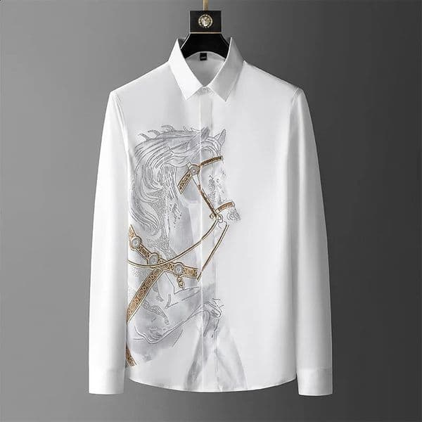 Mens Shirt 2025 Summer Long Sleeve Slim Casual Shirts Business Social Formal Dress Streetwear Camicia Uomo 260313