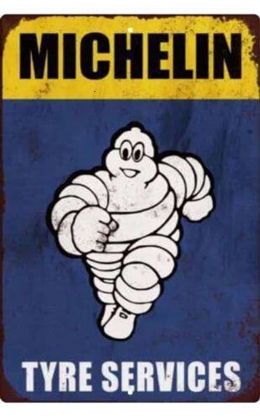 Michelin Man Tires Rustic Vintage Look Funny Retro Metal Garage Mancave Sign 26Y0320