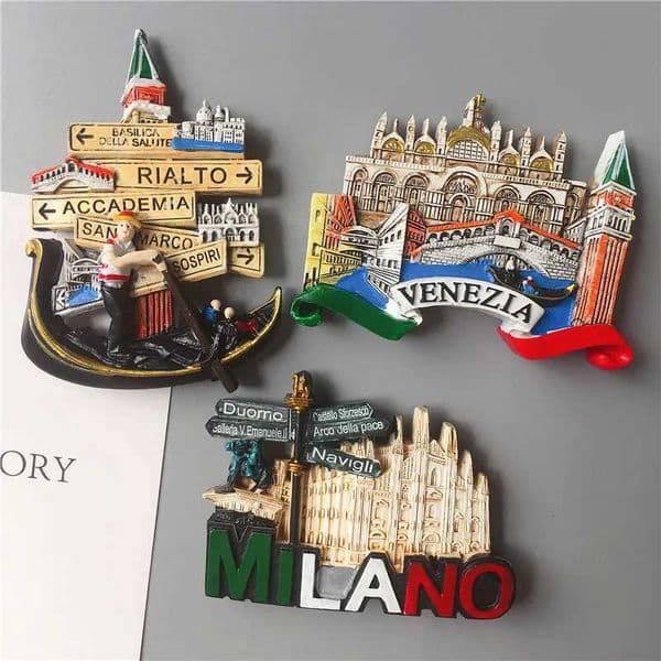 European Souvenir Refrigerator Magnets Milan Venice Italy European Stereo Resin Magnet Home Decor S26319