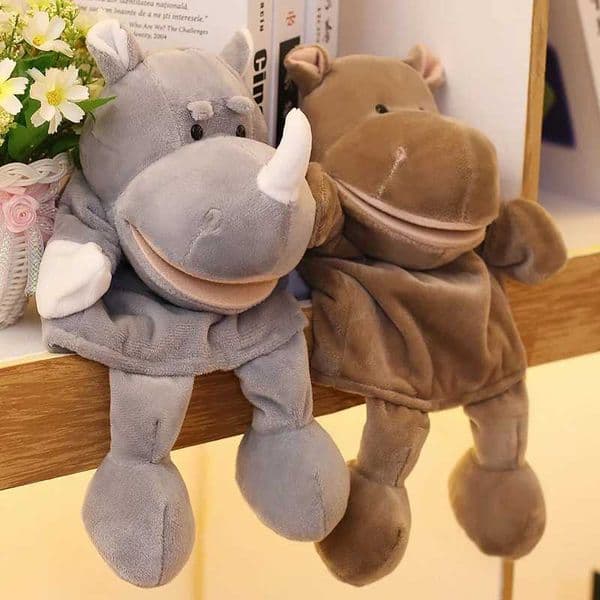 35cm Cartoon Animal Hand Puppet Parent-child Game Doll Lion Elephant Pig Appease Toys Birthday Gifts For Children L200320LALU
