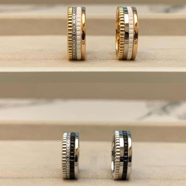 boucheronring jewelry boucher ring French Luxury Jewelry Black White Ceramic Gear Rotating Wide and Narrow Version 925 Silver Fortune-Telling with Diamonds CNC