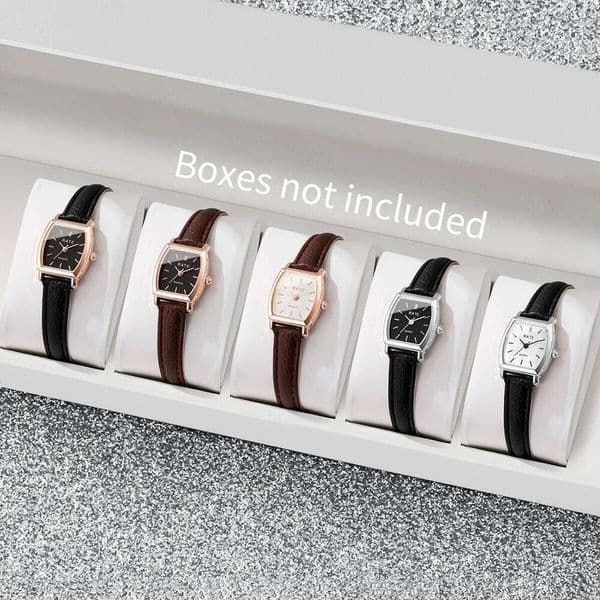 5PCS/Set Fashion Small Dial Women Watches Casual Leather Band Analog Quartz Watch Reloj Mujer Girls Clock GiftWithout Box