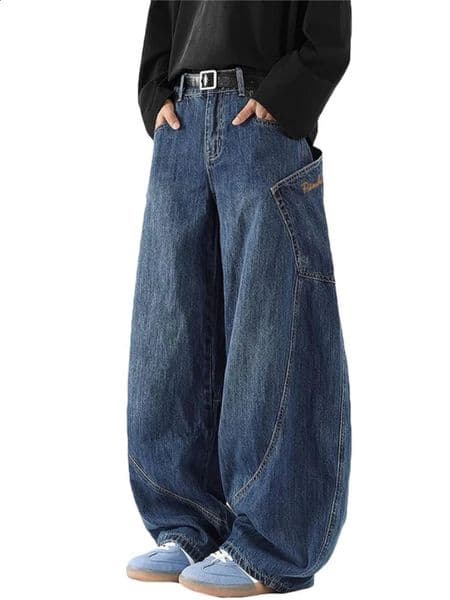 Mens Baggy Barrel Wide Leg Jeans for Men Women Loose Fit Streetwear Y2k Hip Hop Denim Pants 260320