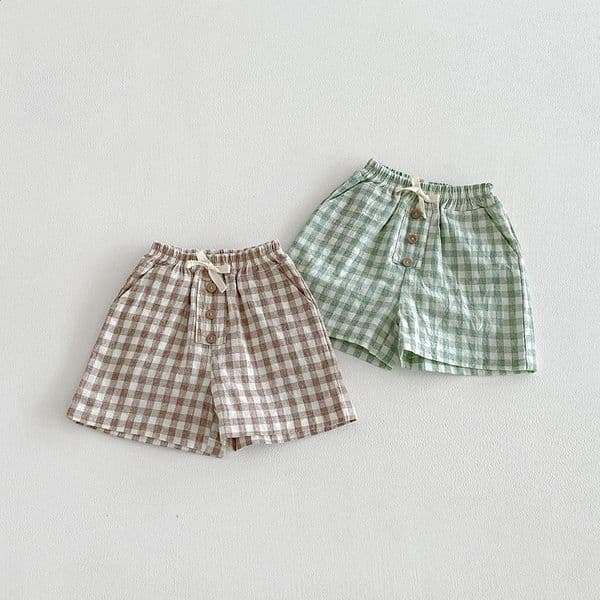 Childrens Clothing Linen Cotton Boys Shorts Summer Toddler Plaid Kids Boy Casual Vintage Loose Beach Clothes 260319