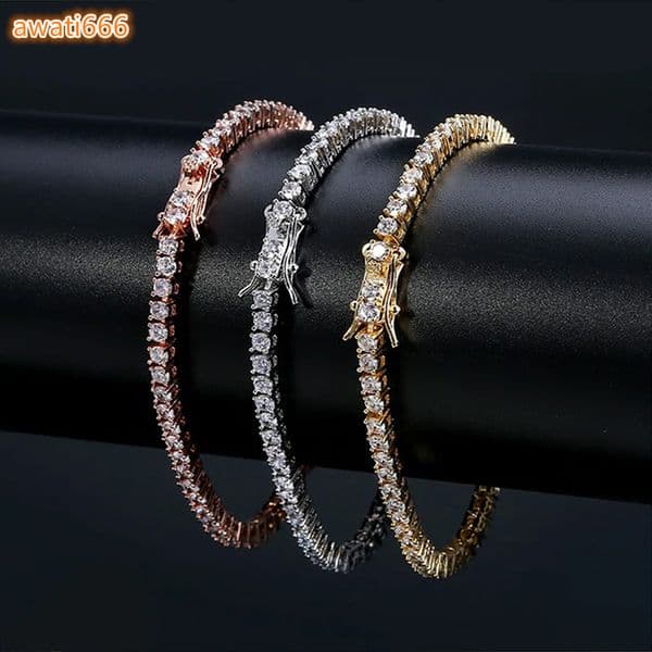 4mm 925 Silver Moissanite VVS Tennis Chain Bracelet Hip Hop Jewelry Gold Silver Material Men Moissanite Bracelet Iced Out