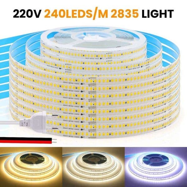 110V 220V LED Adhesive Tape Light 5m 10m 15m 20m EU US Plug High Bright Flex Strip 2835 240LEDs/m Home Decor Warm Natural White 26H0320