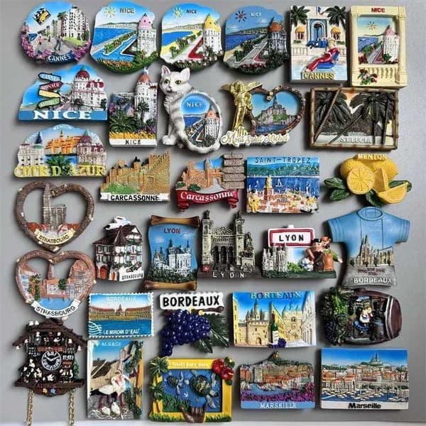 France Tourist Souvenir Fridge Magnets Strasbourg Cannes Nice Alsace Menton French Magnetic Stickers Decoration Travel Gifts S26319