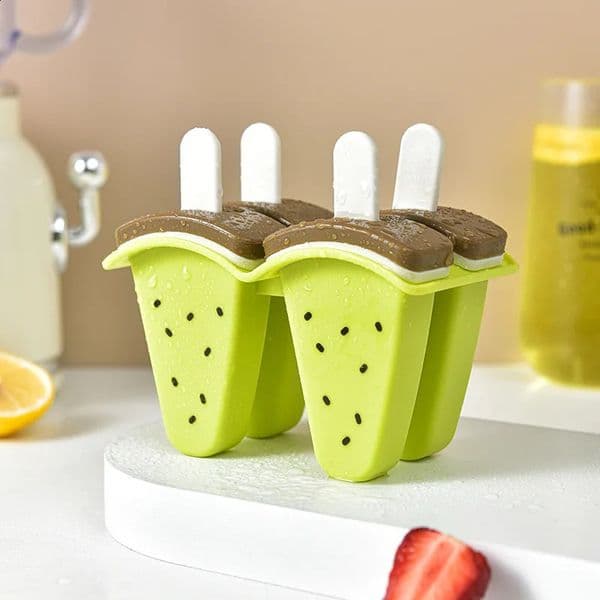 4pcs Ice Cream Mold Set Watermelon Popsicle Maker with Cover BPA-Free Silicone Easy Use DIY Frozen Treat Tool for Kitchen 260318 260318
